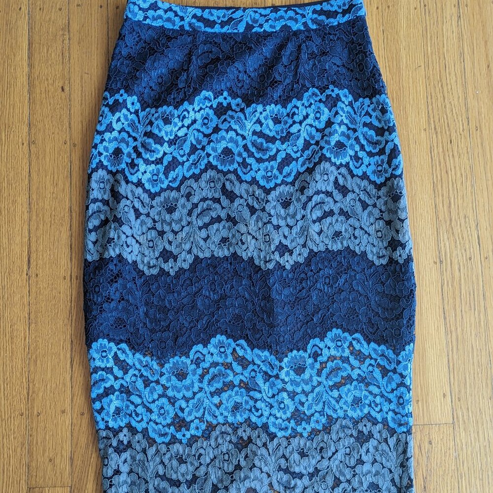 NEW LOOK Pencil Laced Blue Skirt